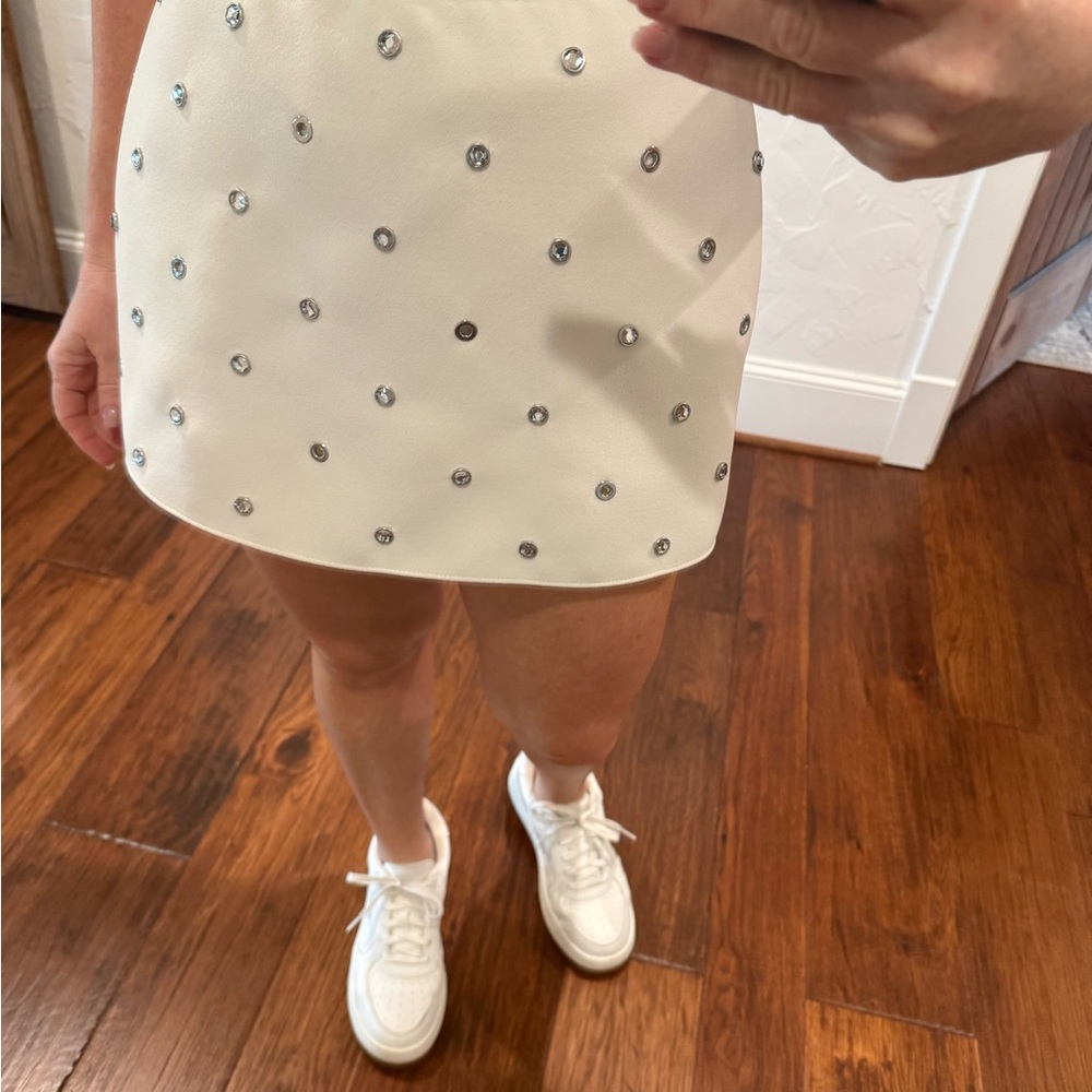 RED Valentino Cream Embellished Mini Skirt Casual